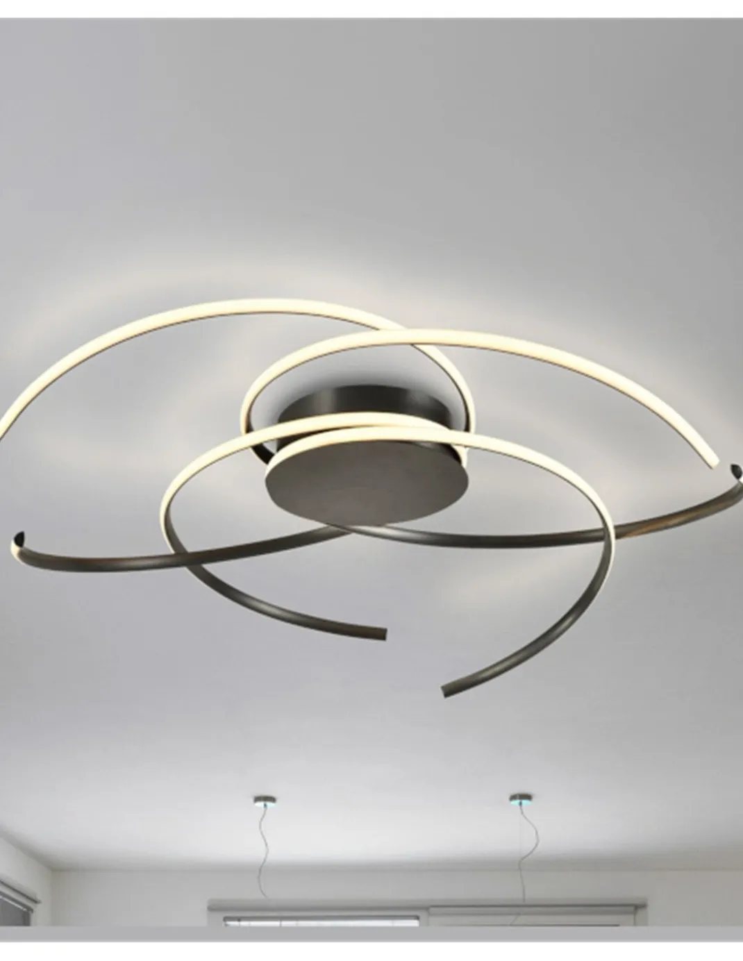 Plafón de techo Cadence - Schuller - Lámpara minimalista de acero negro y silicona
