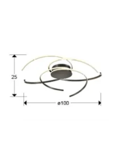 Plafón de techo Cadence - Schuller - Lámpara minimalista de acero negro y silicona