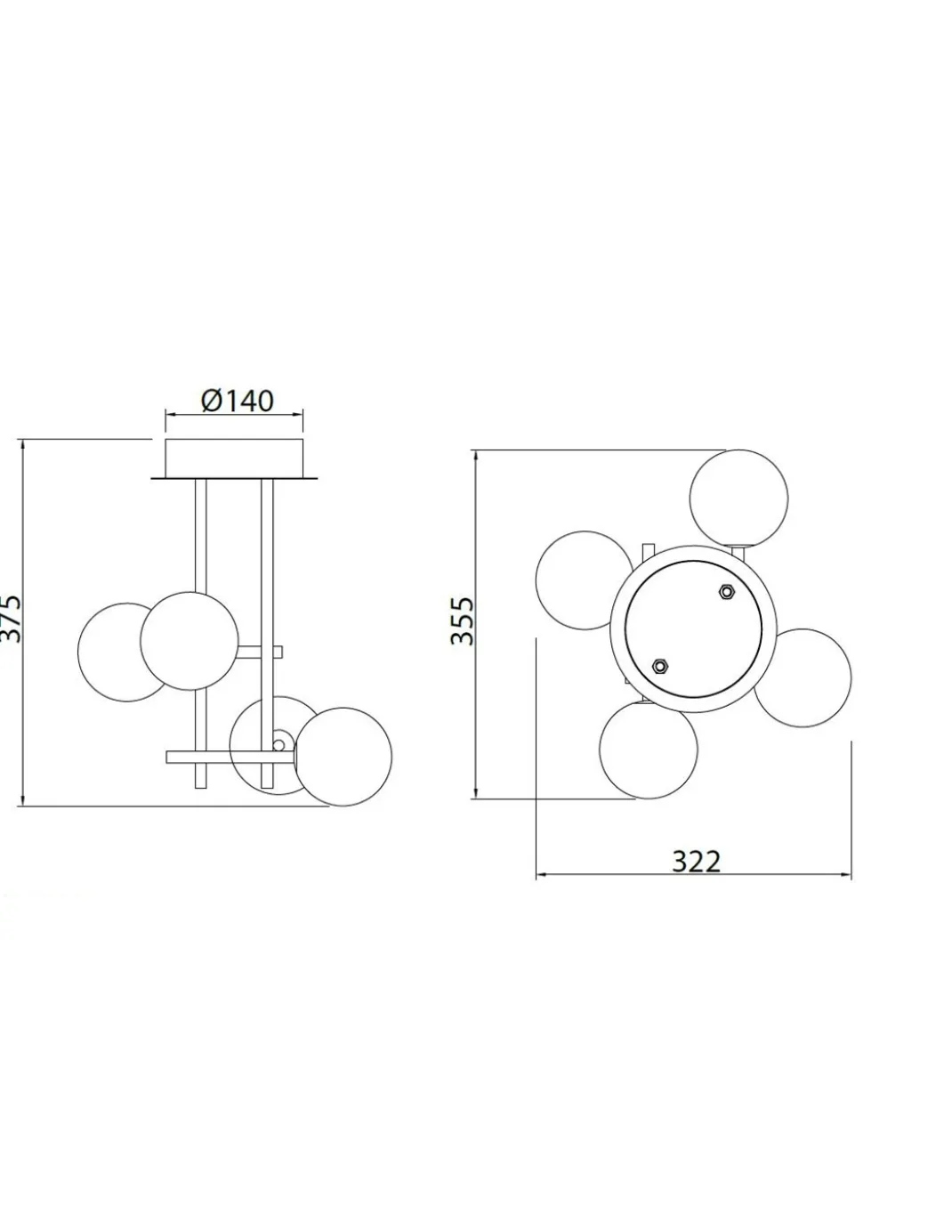 Plafón de techo Cellar – Mantra – Lámpara de techo bola, 4 luces, G4