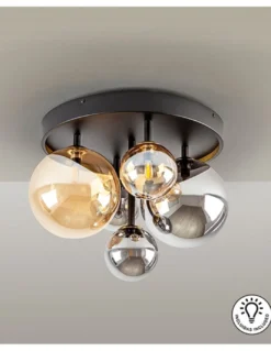 Plafón de techo Dark – Schuller – Lámpara decorativa con 5 tulipas de cristal