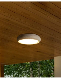 Plafón de techo de exterior Anga – Faro – Diseño redondo de cemento en 2 tamaños y colores