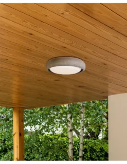 Plafón de techo de exterior Anga – Faro – Diseño redondo de cemento en 2 tamaños y colores