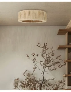 Plafón de techo Gareth - IDP Lampshades - Lámpara de rafia boho chic