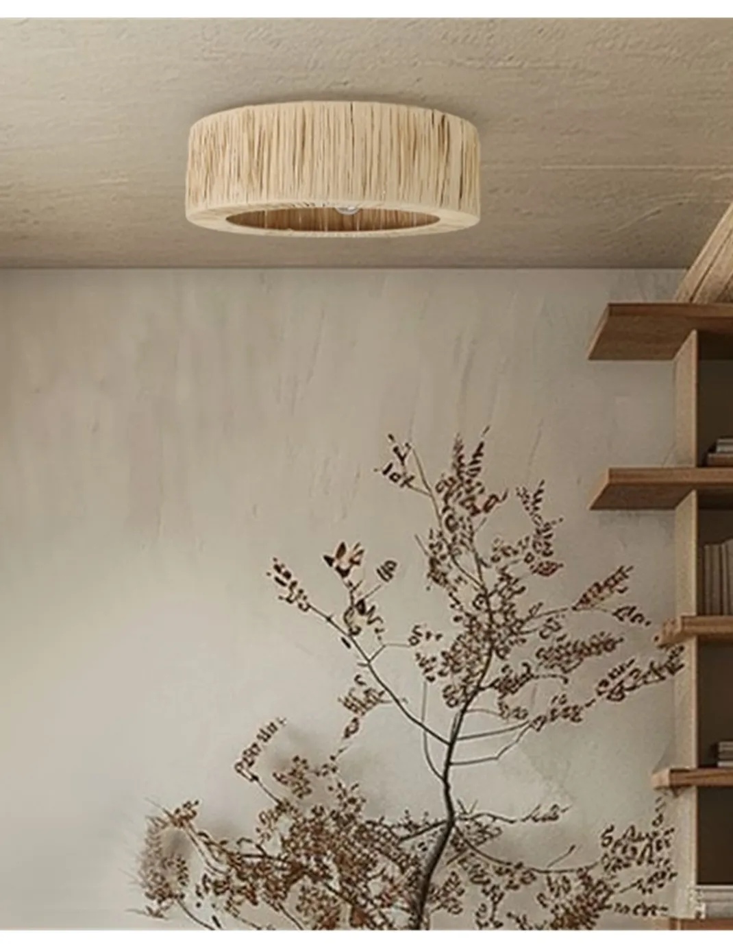 Plafón de techo Gareth - IDP Lampshades - Lámpara de rafia boho chic