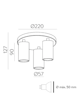 Plafón de techo Gina - ACB - Focos orientables GU10