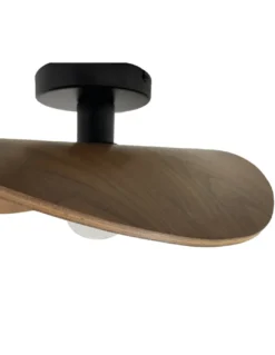 Plafón de techo Makala - IDP Lampshades - Plafón de madera ondulada con bombilla decorativa