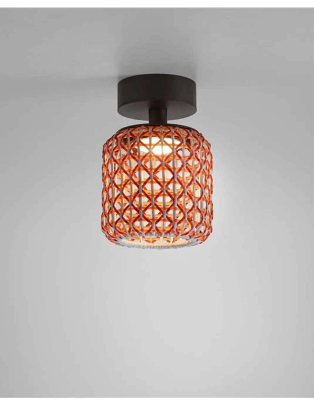Plafón de techo Nans – Bover – Pantalla de fibra sintética tejida a mano, Disponible en varios tamaños, LED regulable Triac