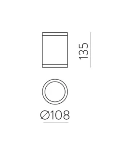Plafón de techo Nori - ACB - Lámpara de superficie para exterior tubular IP65