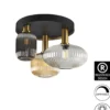 Plafón de techo Norma – Schuller – Lámpara de 3 luces, pantallas de cristal moldeado