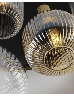 Plafón de techo Norma – Schuller – Lámpara de 3 luces, pantallas de cristal moldeado