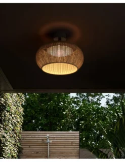 Plafón de techo Perris – Bover – Lámpara de exterior, Pantalla de fibra sintética, Diámetro: 47 cm