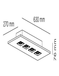 Plafón de techo Polifemo - Milan - Foco rectangular con 4 luces