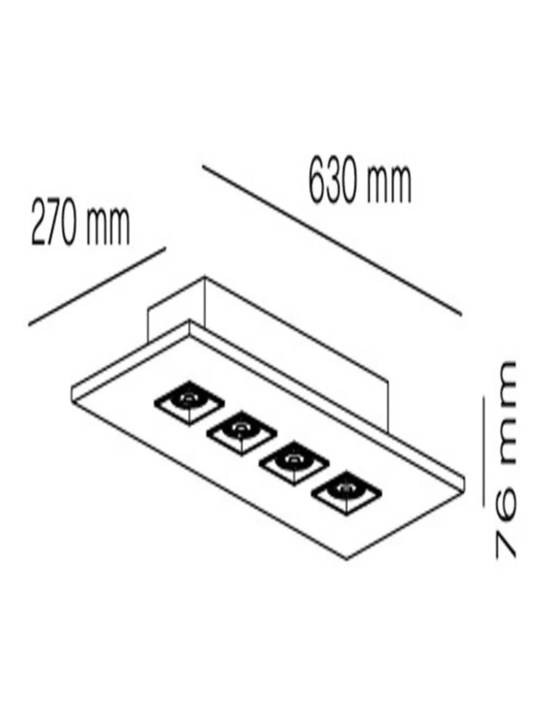Plafón de techo Polifemo - Milan - Foco rectangular con 4 luces