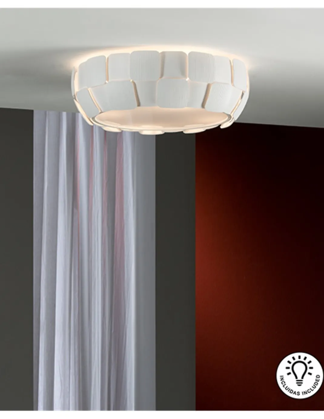 Plafón de techo Quios – Schuller – Lámpara decorativa, acabado blanco roto