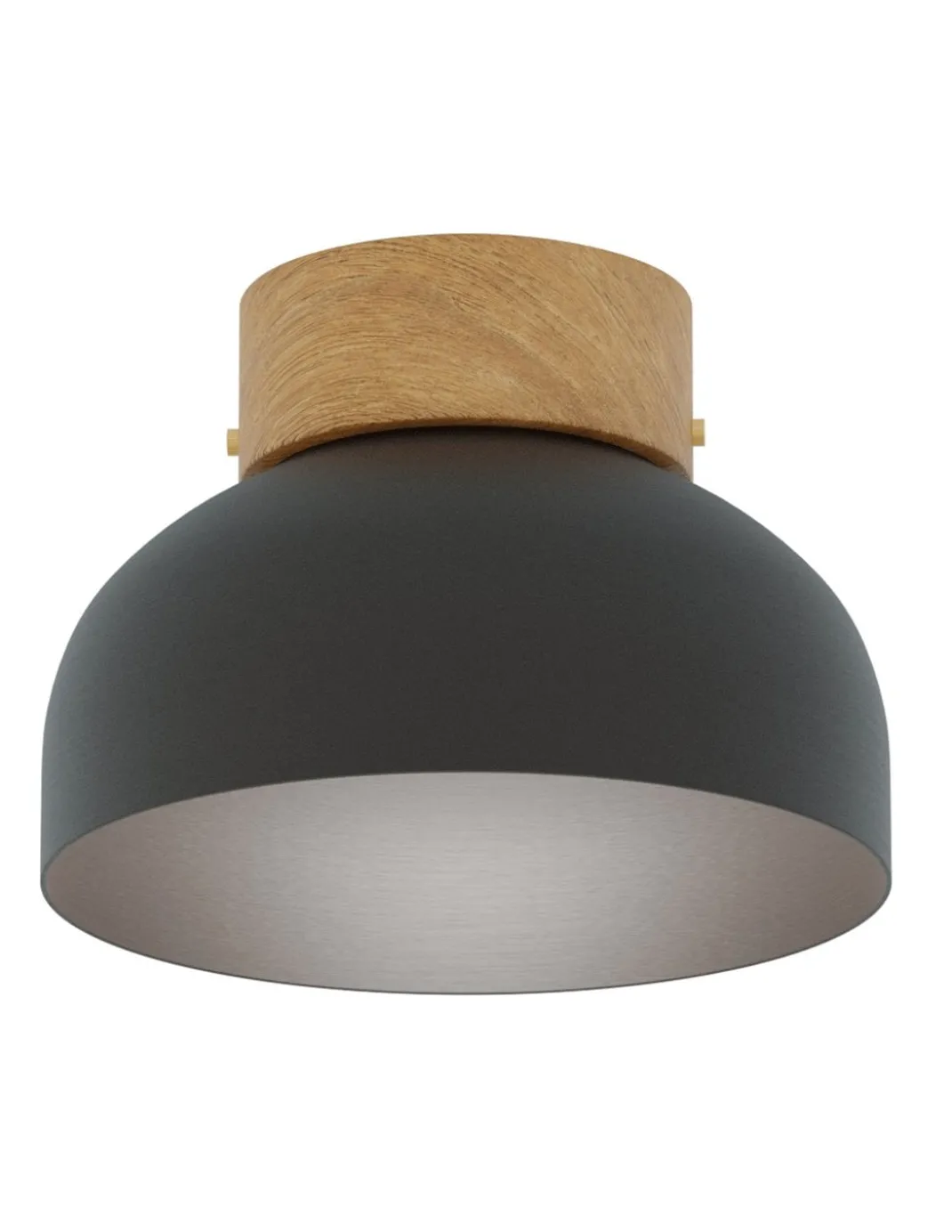 Plafón de techo Reiko – Robin – Lámpara redonda de metal y madera de fresno, Ø 21 cm