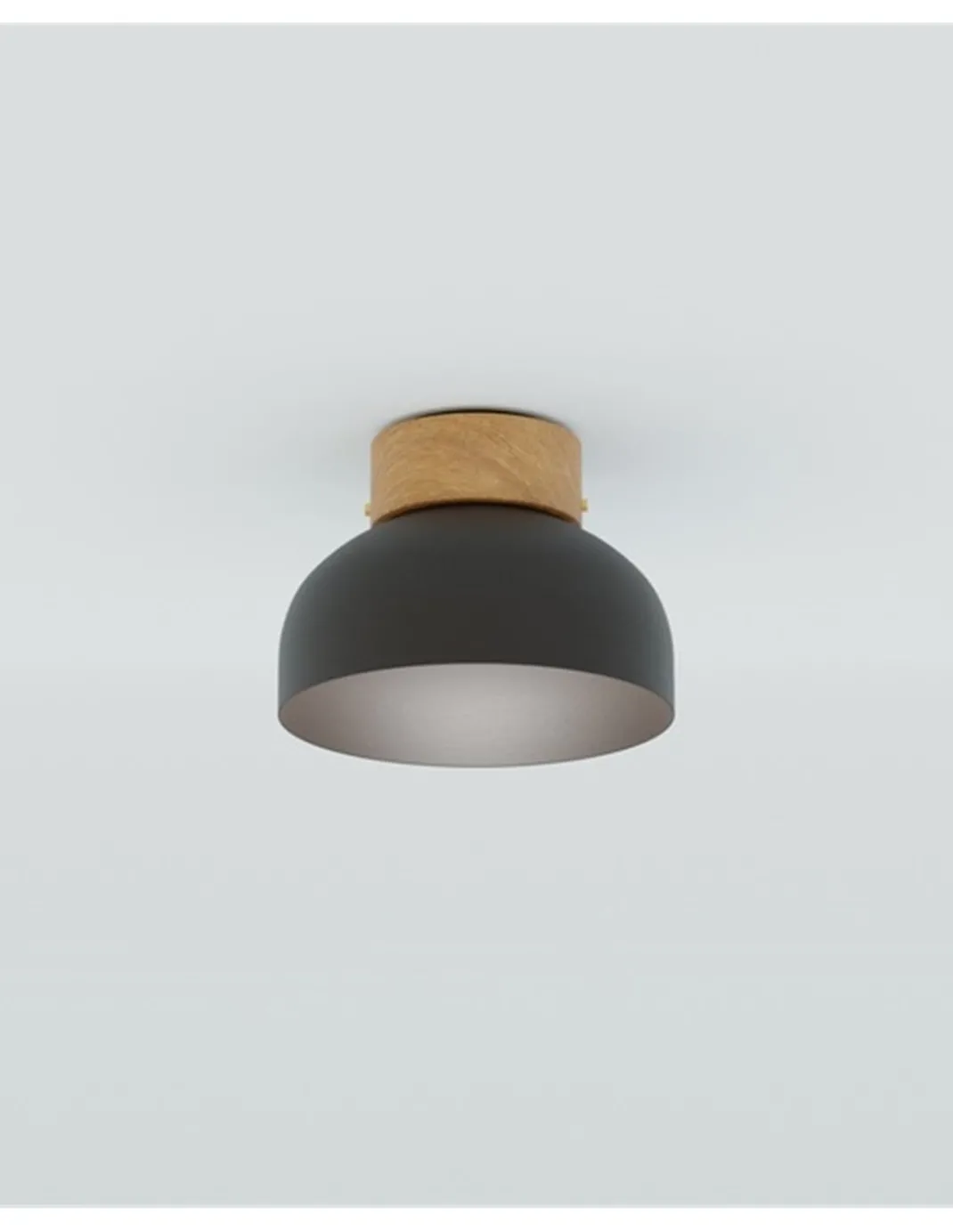 Plafón de techo Reiko – Robin – Lámpara redonda de metal y madera de fresno, Ø 21 cm