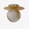 Plafón de techo Royal Disc - Robin - Lámpara dorada decorativa, pantalla esférica de alabastro