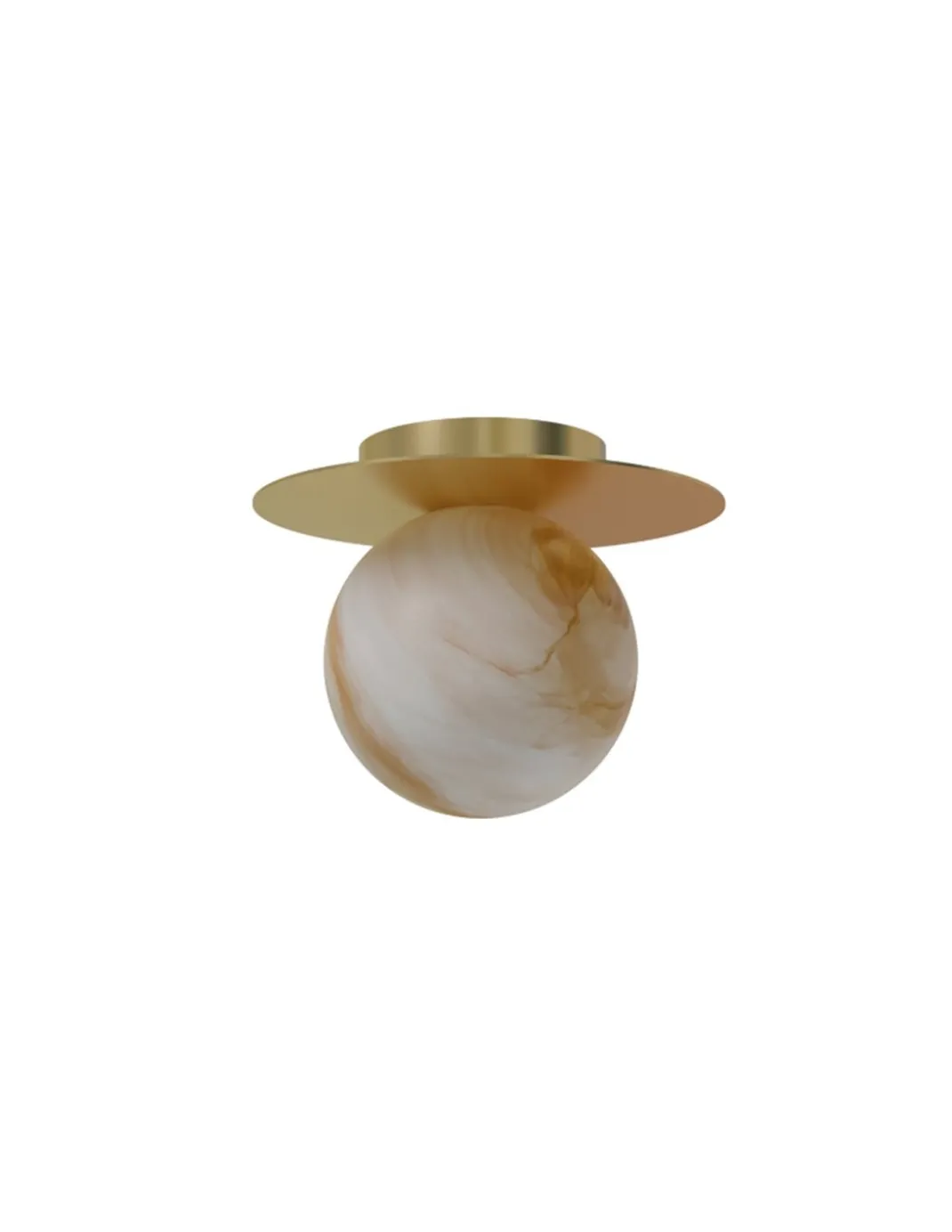 Plafón de techo Royal Disc - Robin - Lámpara dorada decorativa, pantalla esférica de alabastro