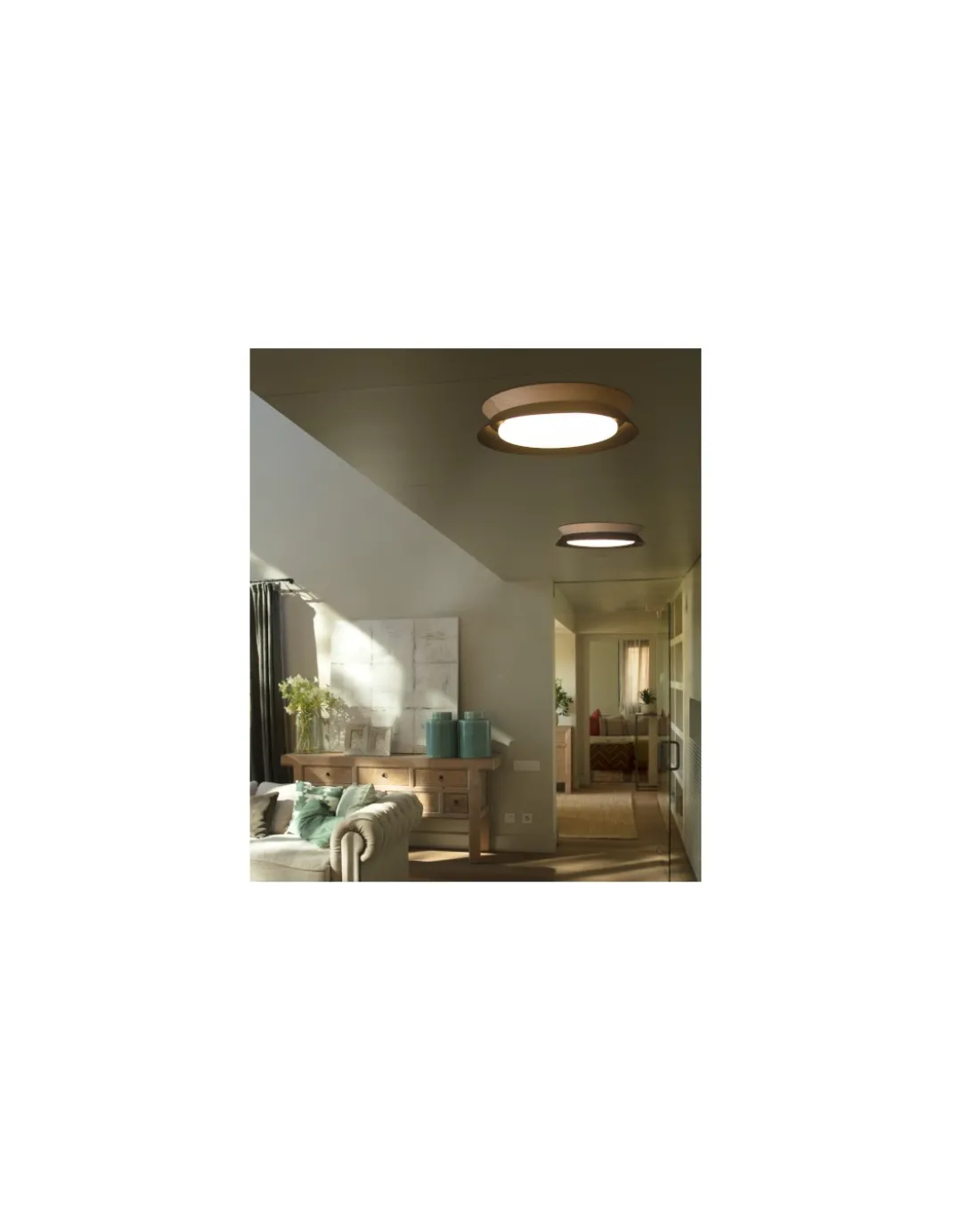 Plafón Techo Tender - Faro - LED Blanco y Madera, estilo nórdico, Ø 45 cm