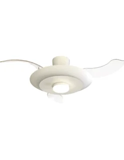 Plafón ventilador con luz Kyoto - Mantra - Ventilador blanco con aspas transparentes, luz regulable y motor ultrasilencioso