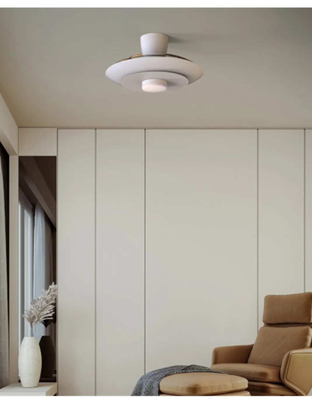 Plafón ventilador con luz Kyoto - Mantra - Ventilador blanco con aspas transparentes, luz regulable y motor ultrasilencioso
