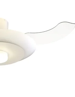 Plafón ventilador con luz Kyoto - Mantra - Ventilador blanco con aspas transparentes, luz regulable y motor ultrasilencioso
