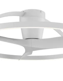 Plafón ventilador con luz Nepal II - Mantra - Ventilador blanco con aro decorativo, aspas reversibles y luz regulable