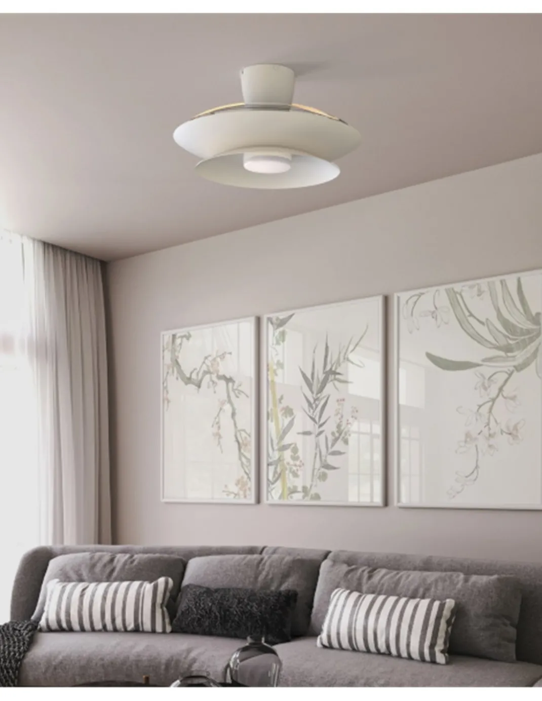 Plafón ventilador con luz Patagonia - Mantra - Blanco con aspas transparentes, luz regulable y motor ultrasilencioso