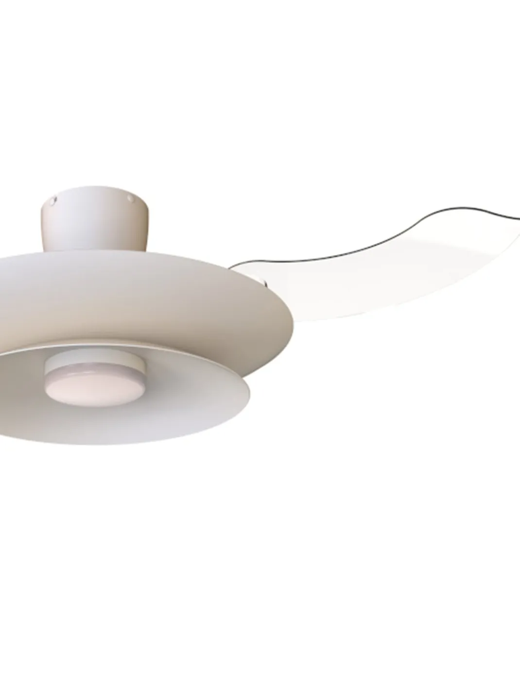 Plafón ventilador con luz Patagonia - Mantra - Blanco con aspas transparentes, luz regulable y motor ultrasilencioso