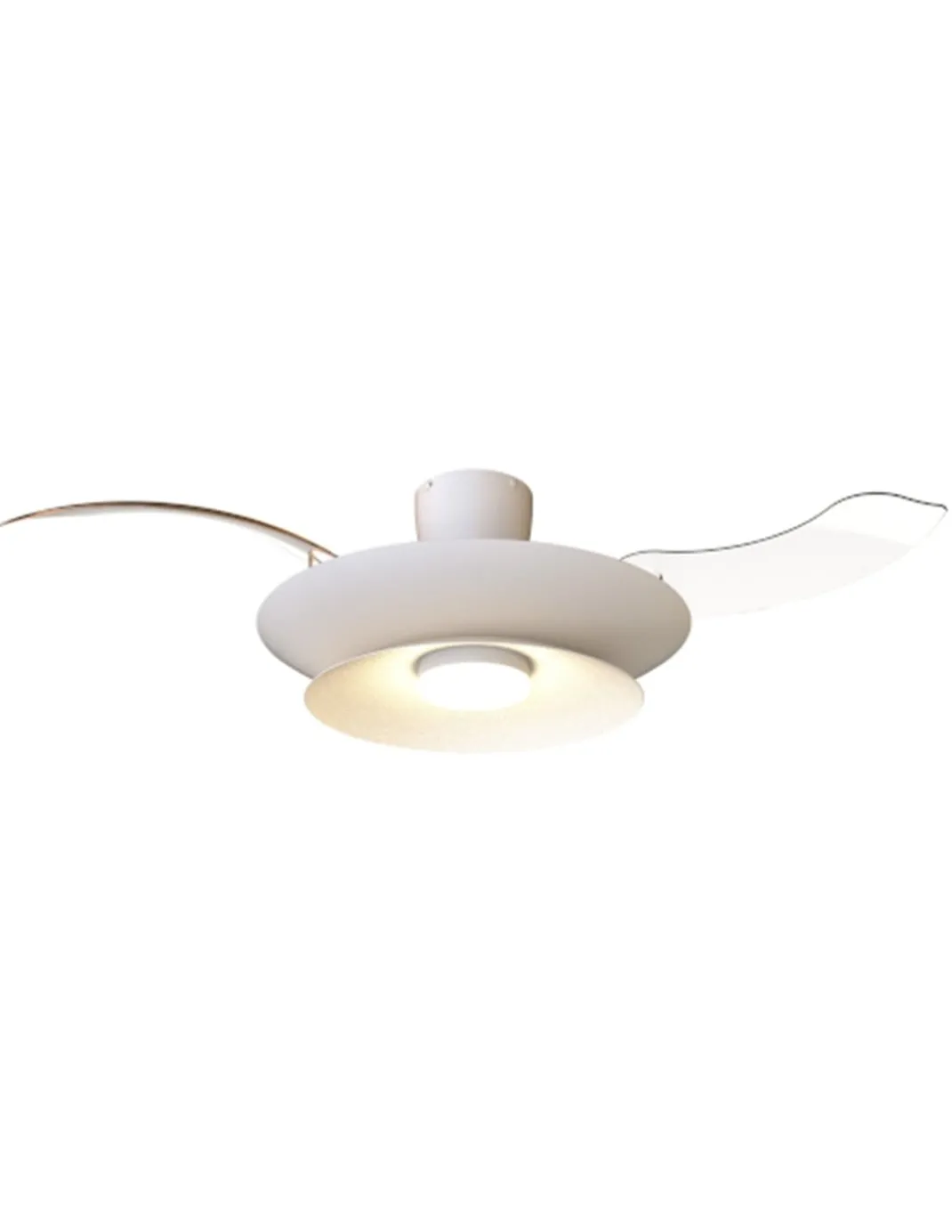 Plafón ventilador con luz Patagonia - Mantra - Blanco con aspas transparentes, luz regulable y motor ultrasilencioso