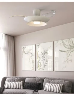 Plafón ventilador con luz Patagonia - Mantra - Blanco con aspas transparentes, luz regulable y motor ultrasilencioso