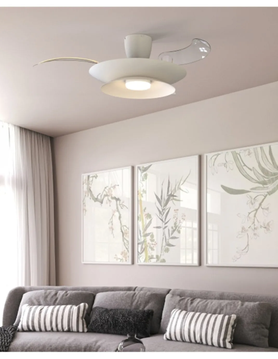 Plafón ventilador con luz Patagonia - Mantra - Blanco con aspas transparentes, luz regulable y motor ultrasilencioso
