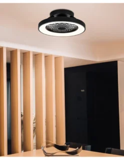 Plafón ventilador con luz Tibet Mini - Mantra - Negro con LED regulable, motor ultrasilencioso y mando a distancia