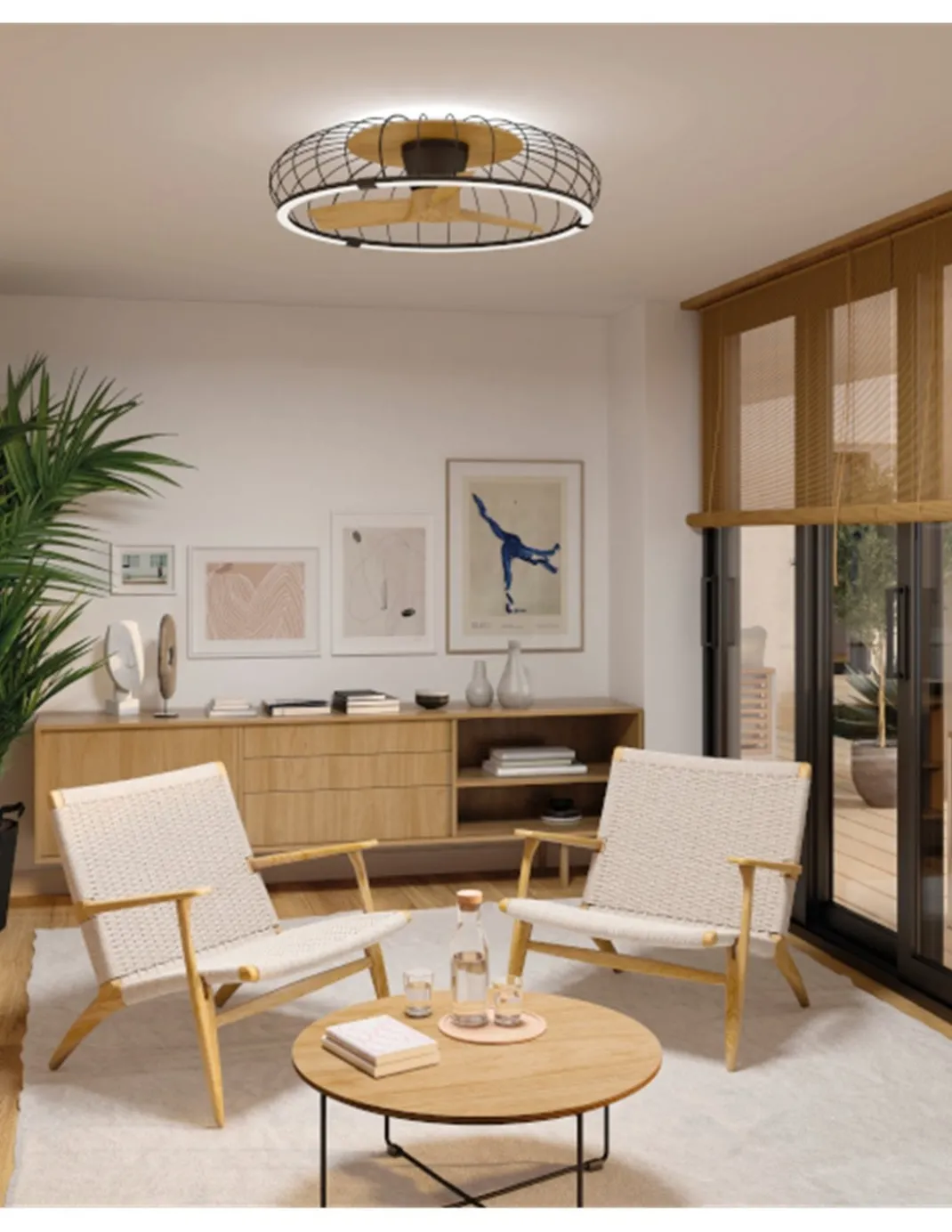 Plafón ventilador de techo Nature - Mantra - Ventilador con luz, control remoto y función inversa