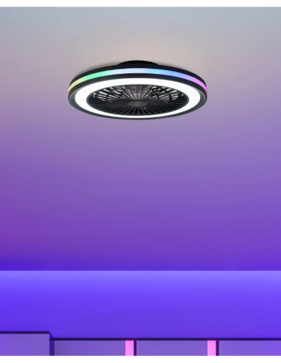 Plafón ventilador Gamer – Mantra – Diseño moderno, 3 velocidades, LED regulable