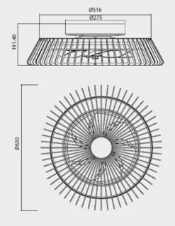 Plafón ventilador Himalaya by Santiago Sevillano - Mantra - Con luz, silencioso y SMART (Alexa, Google)