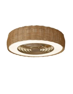 Plafón ventilador Kilimanjaro Mini – Mantra – Ventilador de ratán, LED regulable, 2 opciones de montaje