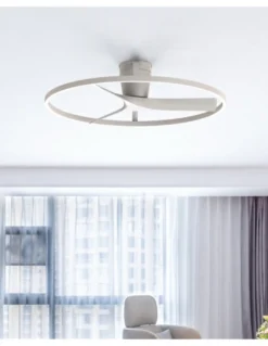 Plafón ventilador Nepal II - Mantra - Ventilador de aro blanco, diseño contemporáneo y ultrasilencioso