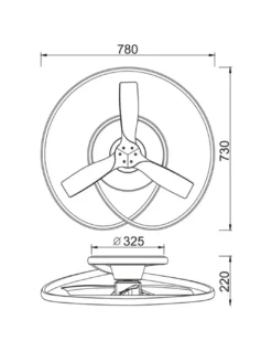 Plafón ventilador Ocean – Mantra – Lámpara regulable, 8 velocidades, mando a distancia