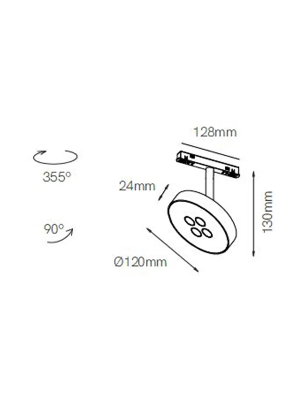 Proyector de carril magnético 48V Cookie – Beneito & Faure – Lámpara LED 2700K o 3000K, Aluminio blanco o negro
