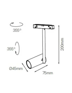 Proyector de carril 48V Dot – Beneito & Faure – Lámpara LED 2700K/3000K, Cabezal orientable 355º, Acabados: blanco/negro