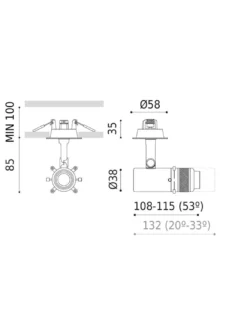 Proyector de techo empotrable Coco Shaper - Arkoslight - Foco orientable LED