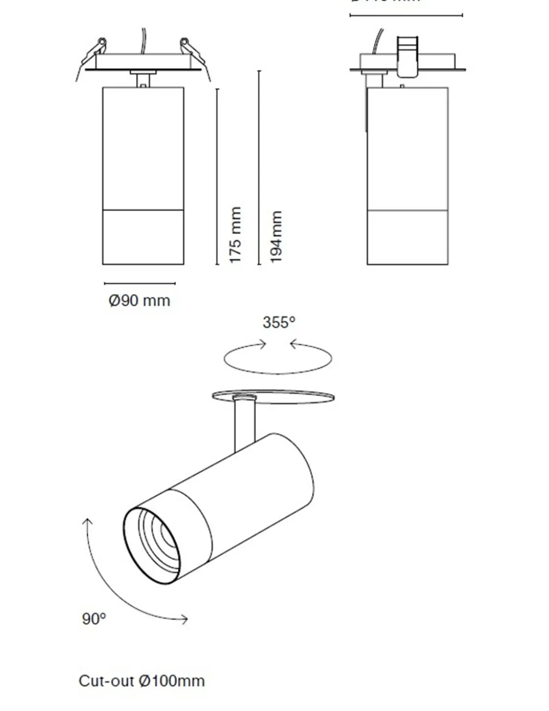 Proyector de techo empotrable Owwl - Nexia - Foco orientable con zoom ajustable 20º-60º