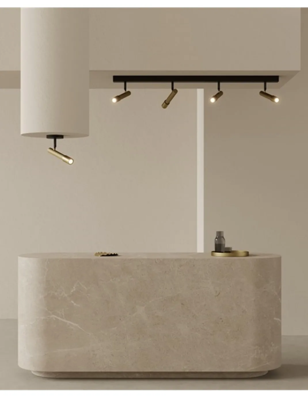Regleta de techo Ycro - Aromas - Foco de techo proyector dorado y negro, 4 luces LED regulables Dali/Push