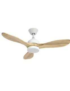 Ventilador con luz Calar - FORLIGHT - Ventilador ultrasilencioso, blanco y madera, LED regulable