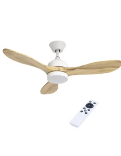 Ventilador con luz Calar - FORLIGHT - Ventilador ultrasilencioso, blanco y madera, LED regulable