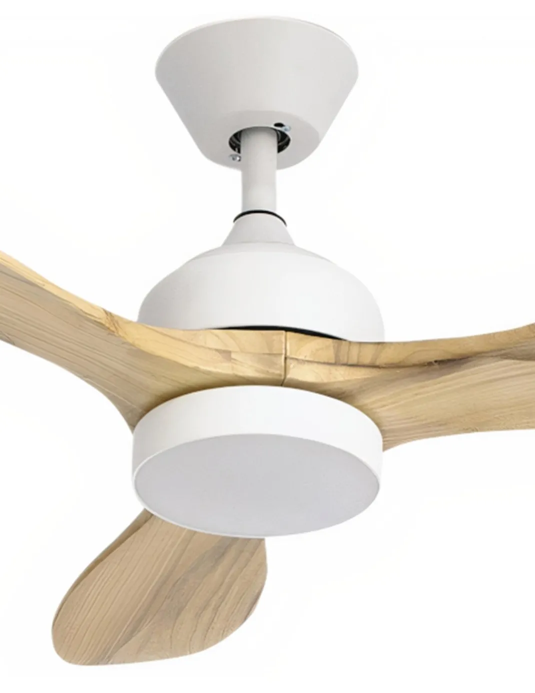 Ventilador con luz Calar - FORLIGHT - Ventilador ultrasilencioso, blanco y madera, LED regulable