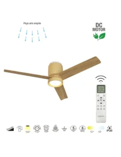 Ventilador con luz Cerámica M - Mantra - Ventilador de techo bonito en cerámica beige y madera
