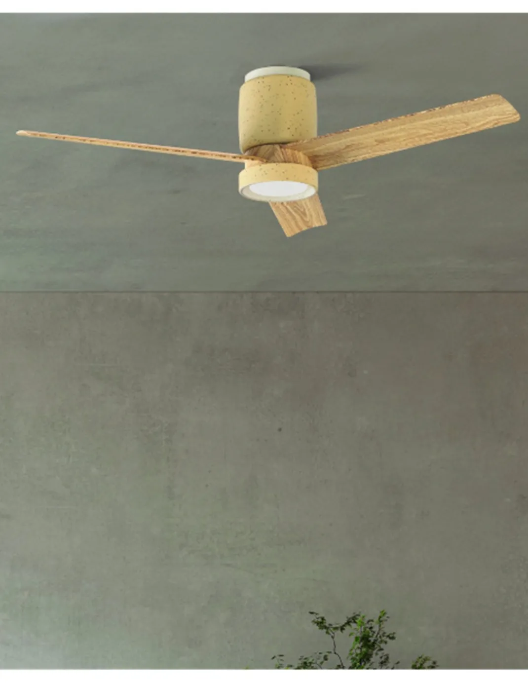 Ventilador con luz Cerámica M - Mantra - Ventilador de techo bonito en cerámica beige y madera
