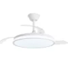 Ventilador con luz Dublin - AJP - Ventilador blanco ultrasilencioso con 3 aspas retráctiles y mando a distancia